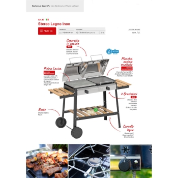 Ferraboli Stereo Wood Stainless Steel Gas Barbecue Agritech Store