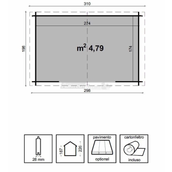 Fir Wood House - Ambra Model 300x200 cm Agritech Store