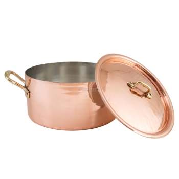 Professional Copper Saucepan with Brass Handles and Lid Agritech Store