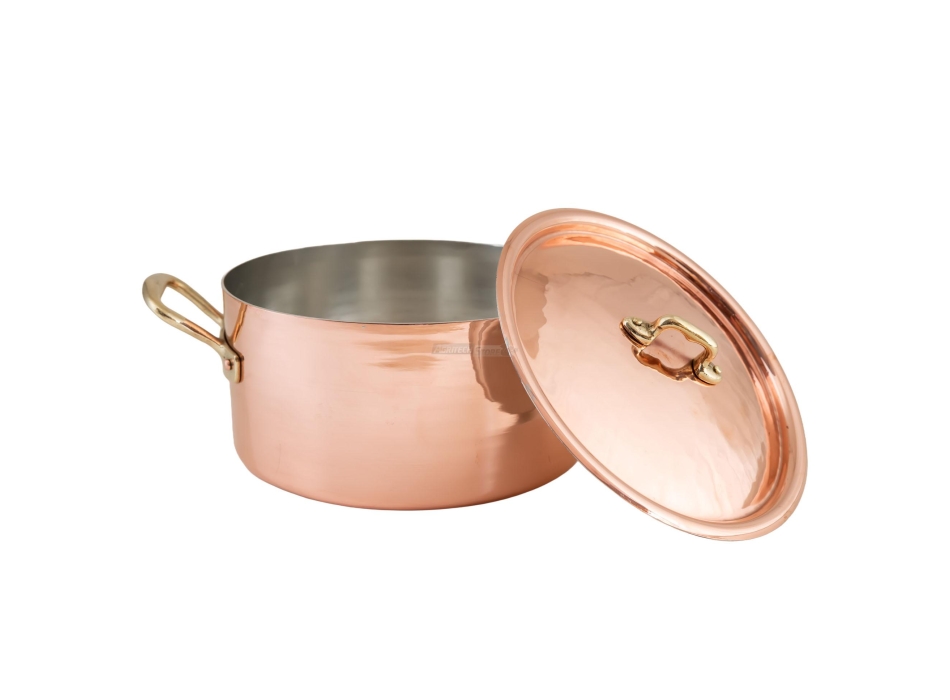 Professional Copper Saucepan with Brass Handles and Lid Agritech Store