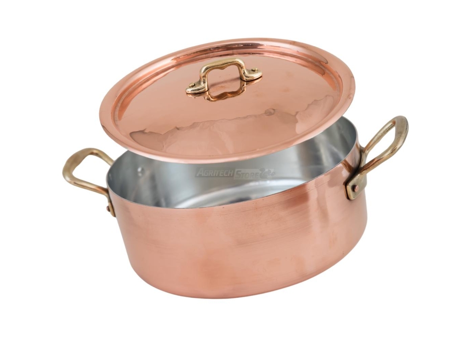 Tinned Copper Saucepan 2 Handles with Lid Agritech Store