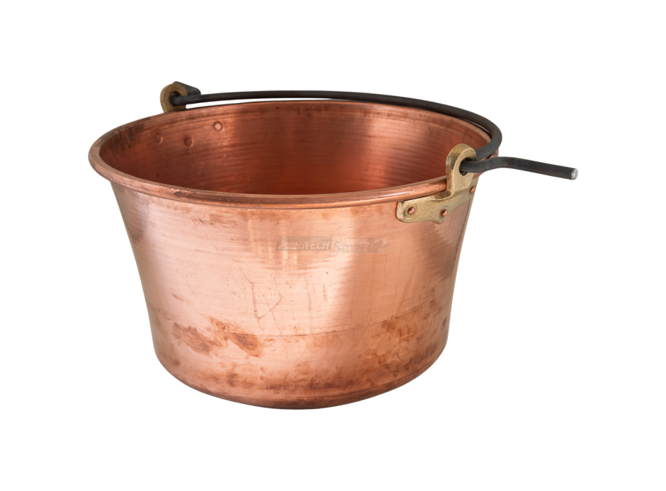 Copper polenta pot with arched handle and round bottom Agritech Store