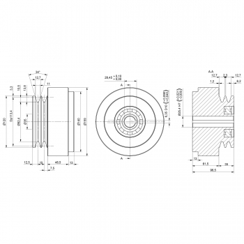 Centrifugal friction pulley Ø 160 mm. N 2 Gorges A Agritech Store