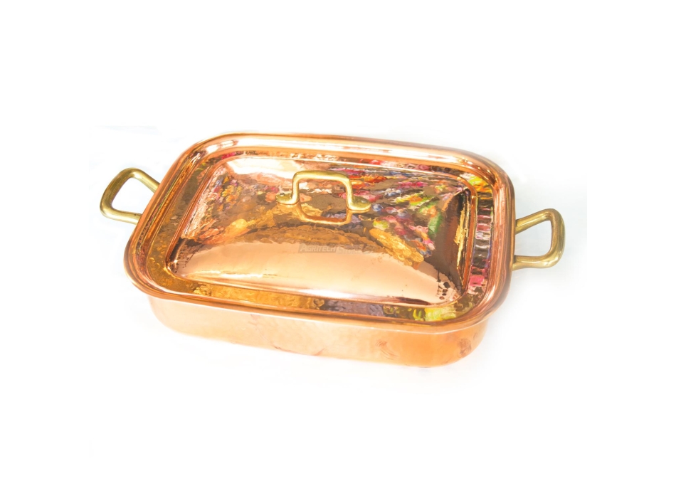 2-handle copper pan with lid Agritech Store
