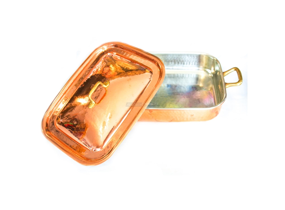 2-handle copper pan with lid Agritech Store