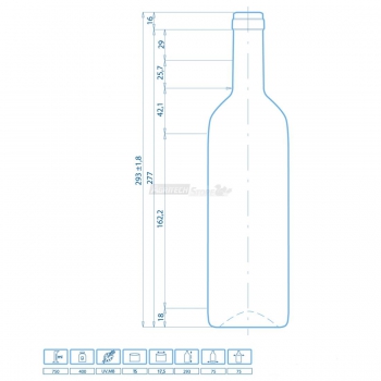 Flasche Bordeaux STD Cl. 75 Agritech Store