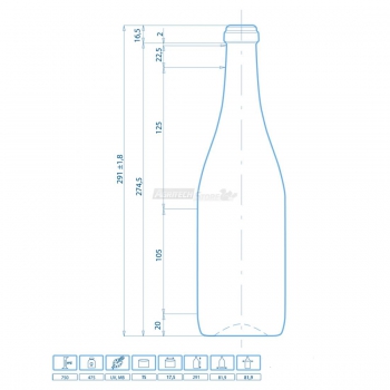 Flasche Emiliana Cl. 75 Cap Crown Agritech Store
