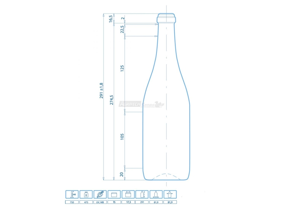Flasche Emiliana Cl. 75 Cap Crown Agritech Store