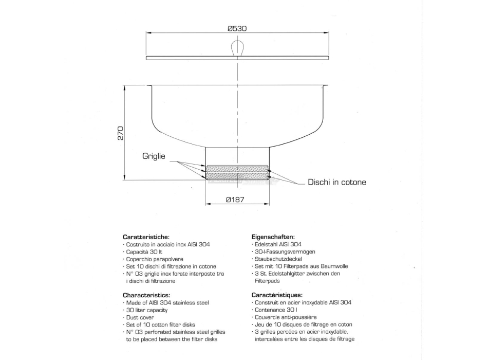 30-Liter-Ölfilter-Set aus Edelstahl. Agritech Store