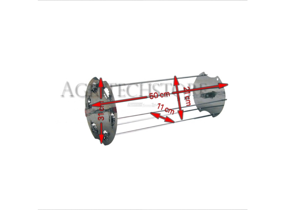Spießhalter Kit  (zentrale Spieß+ seitliche Spießchen) 50 cm.  Agritech Store