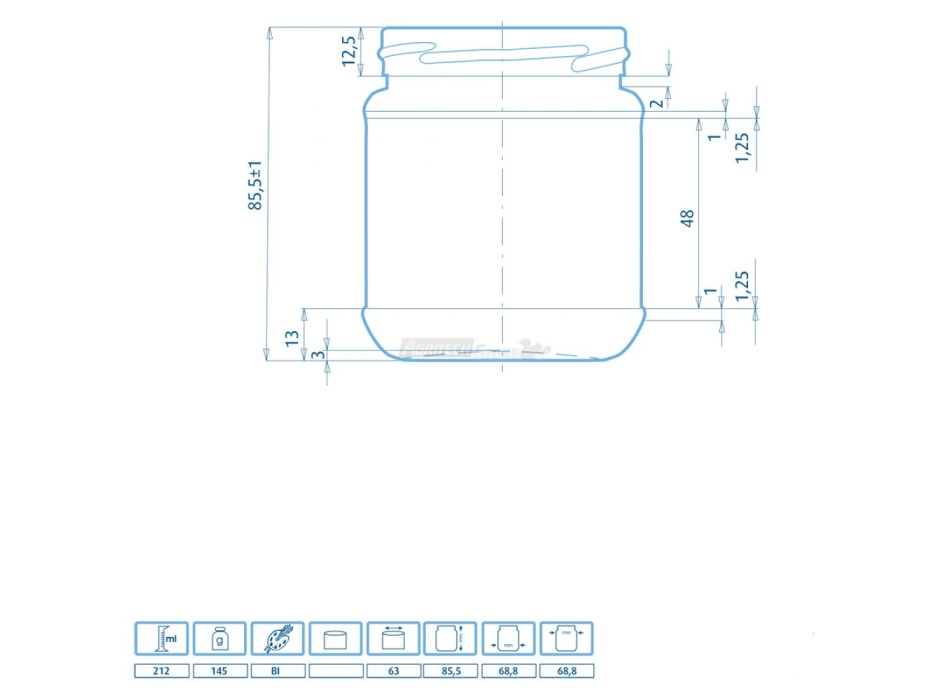 Vase für Lebensmittel gr. 212 Verschluss bis 63 mm Agritech Store