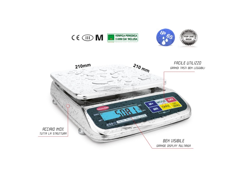 Báscula de mesa multiusos Wunder, capacidad de 15 kg, IP65 Agritech Store