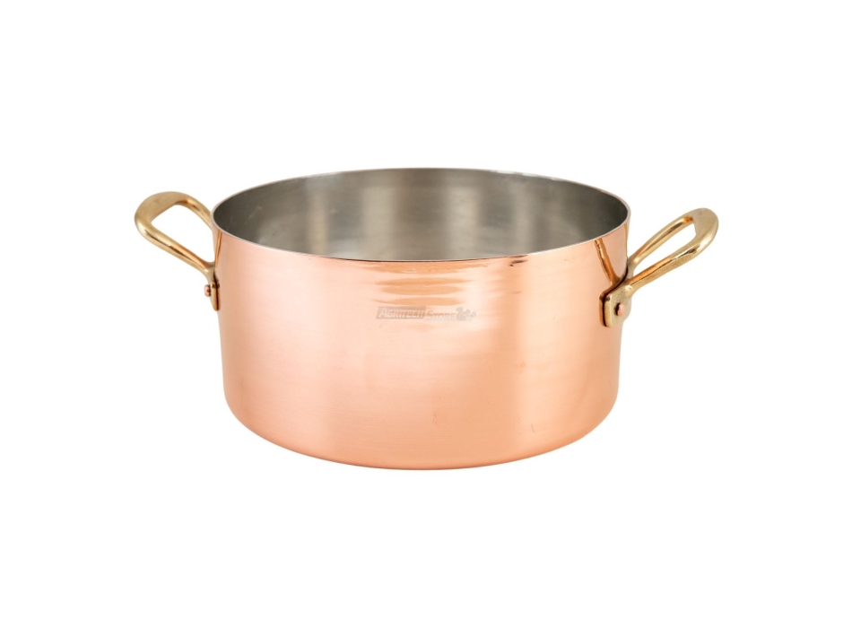 Cacerola de cobre estañado con 2 asas de latón Agritech Store