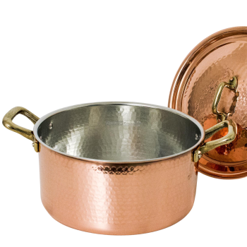 Кастрюля из луженой меди с 2 латунными ручками Agritech Store