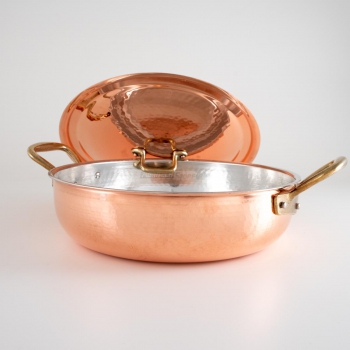 Профессиональная индукционная или газовая медная сковорода CM28 с крышкой. Agritech Store