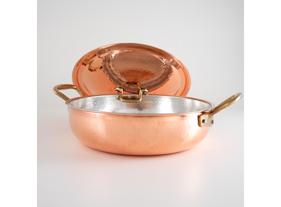Профессиональная индукционная или газовая медная сковорода CM28 с крышкой. Agritech Store