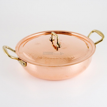 Профессиональная индукционная или газовая медная сковорода CM28 с крышкой. Agritech Store
