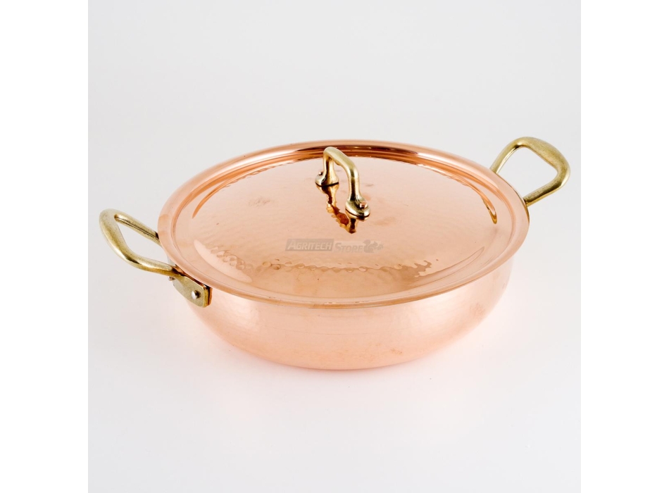 Профессиональная индукционная или газовая медная сковорода CM28 с крышкой. Agritech Store