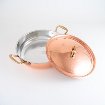 Профессиональная индукционная или газовая медная сковорода CM28 с крышкой. Agritech Store