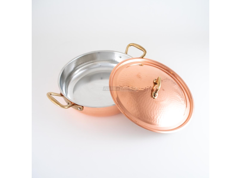 Профессиональная индукционная или газовая медная сковорода CM28 с крышкой. Agritech Store