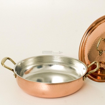 Профессиональная индукционная или газовая медная сковорода CM28 с крышкой. Agritech Store