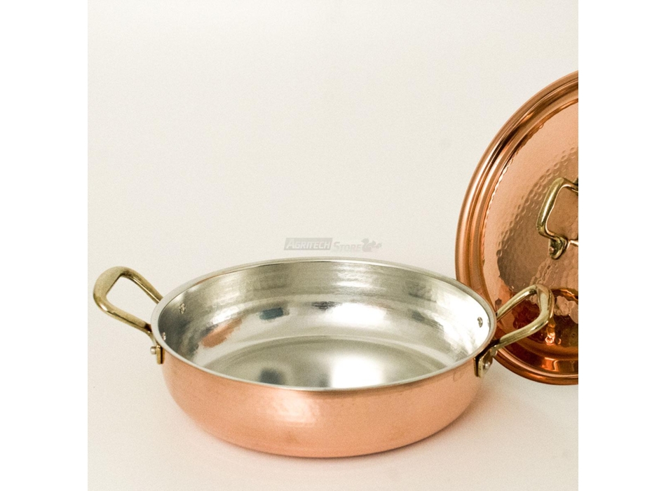 Профессиональная индукционная или газовая медная сковорода CM28 с крышкой. Agritech Store